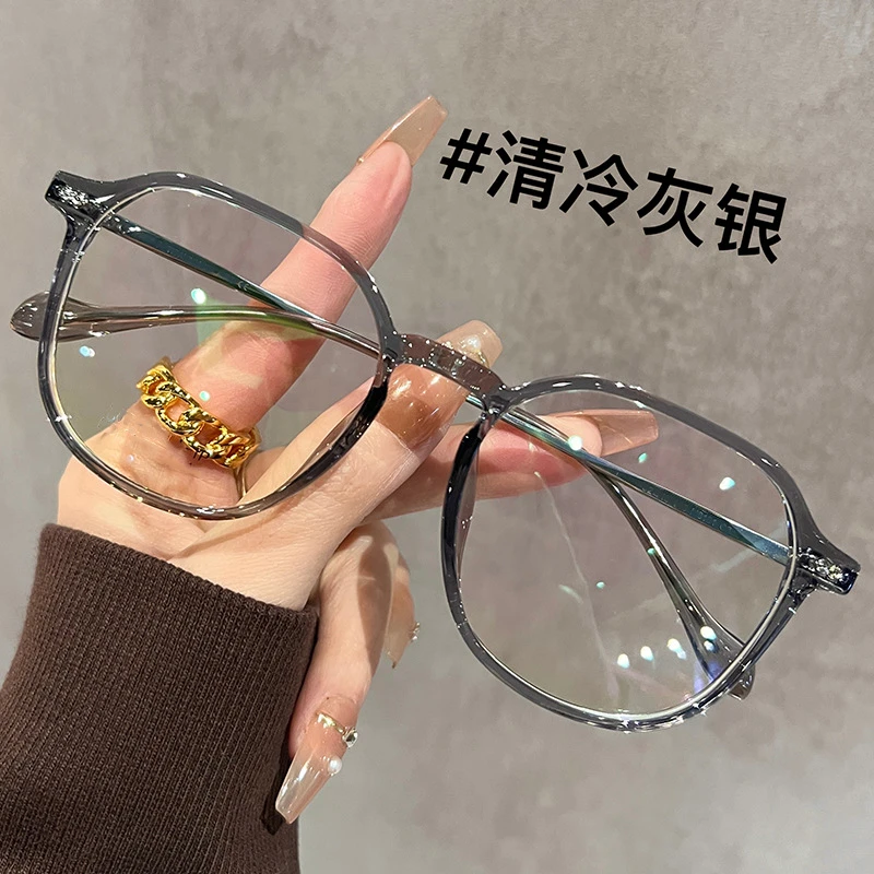 超轻TR大框冷茶色近视眼镜女可配度数素颜神器多边形眼睛镜框架