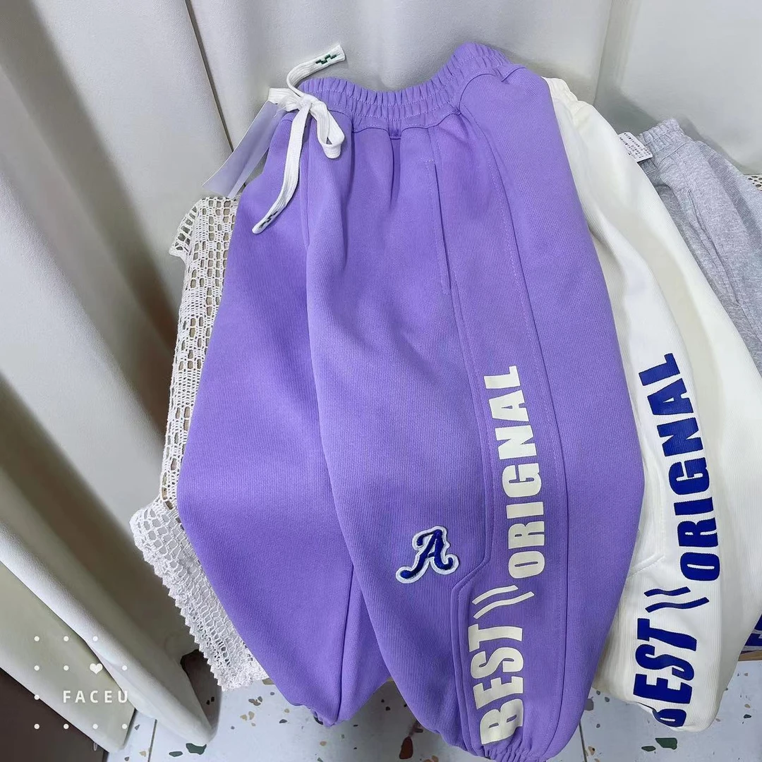 402107《紫》优选韩版儿童男女款休闲春款舒适百搭休闲裤