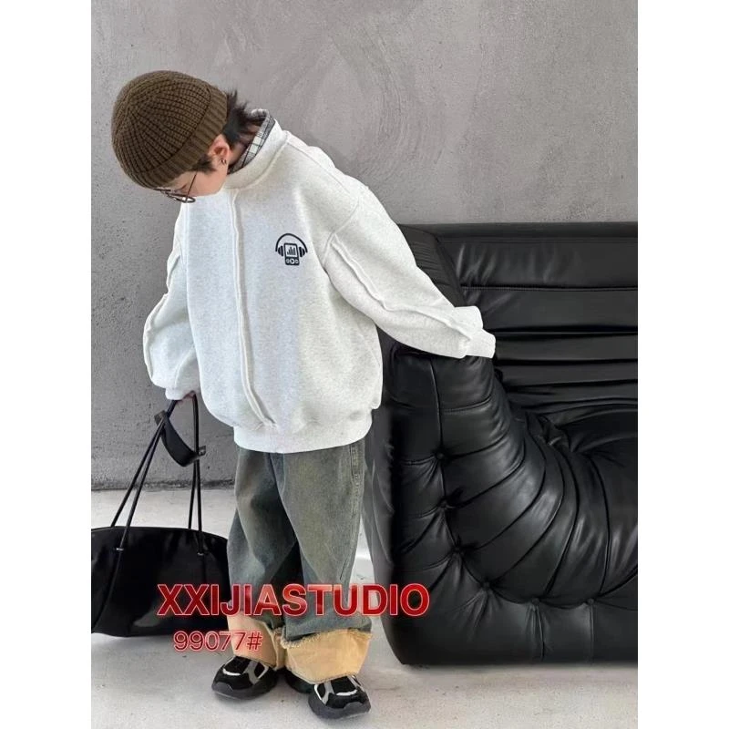 410057《现》韩版儿童日常舒适冬款百搭洋气加绒卫衣