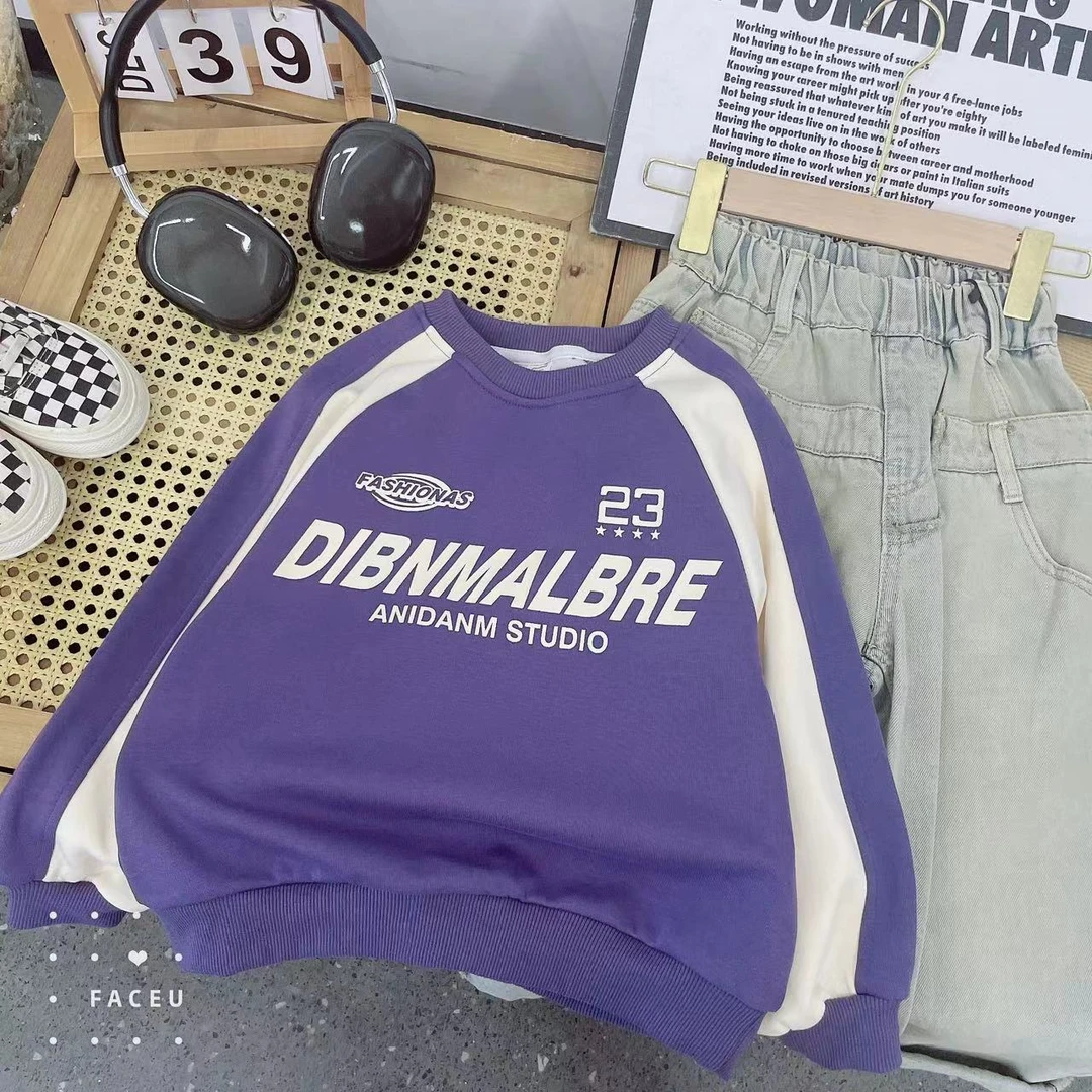 407276《紫》优选秋季韩版儿童休闲舒适时尚百搭卫衣