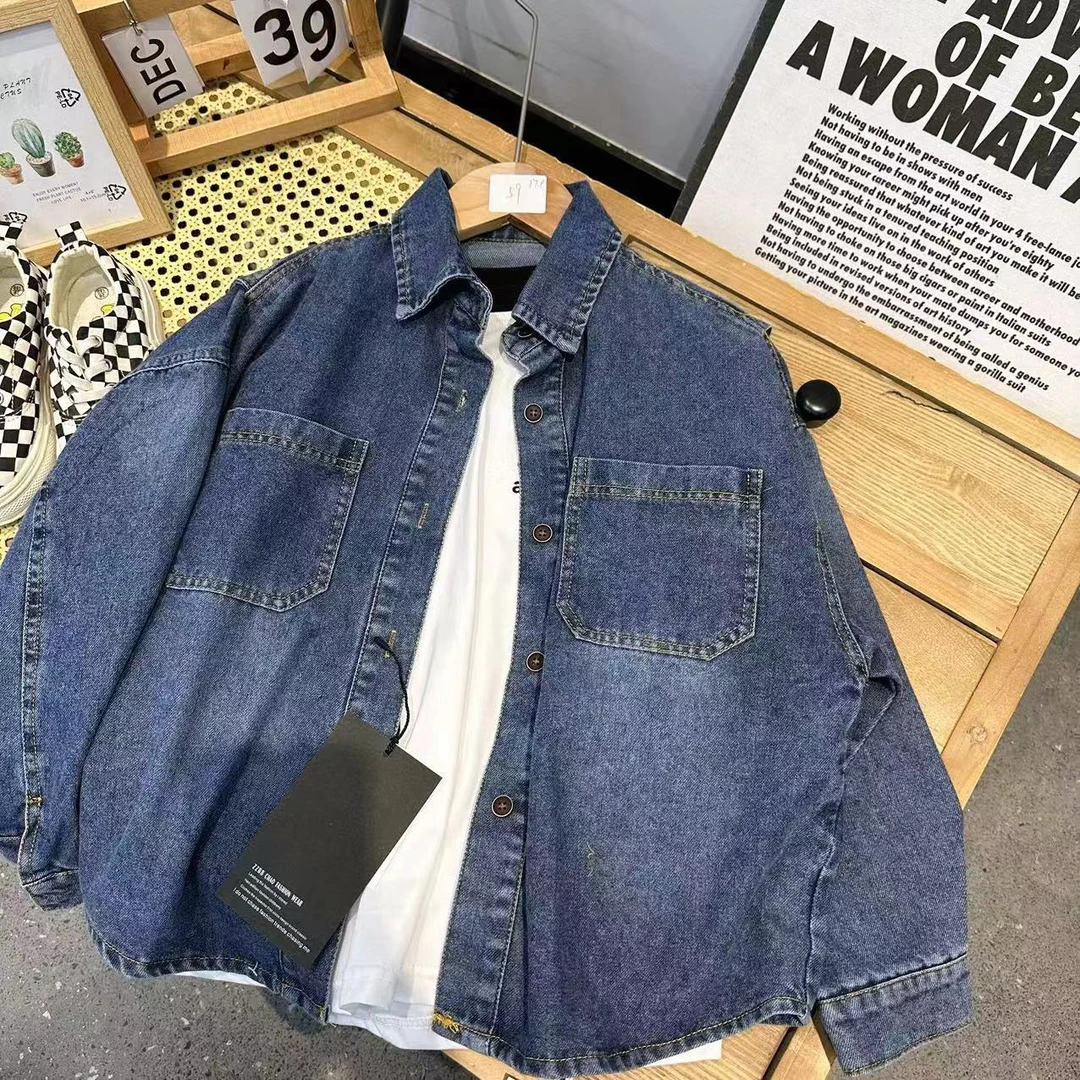 408158《现》韩版儿童潮流休闲舒适时尚秋款牛仔衬衫外套