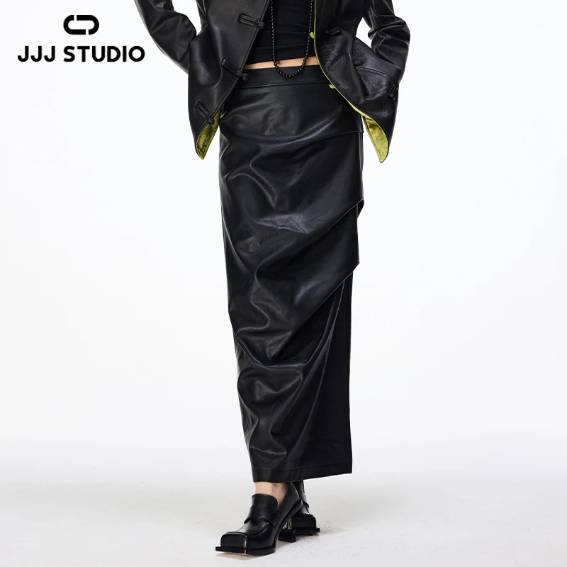 JJJ STUDIO 黑色半裙显瘦半身裙 JKWSW1Q324