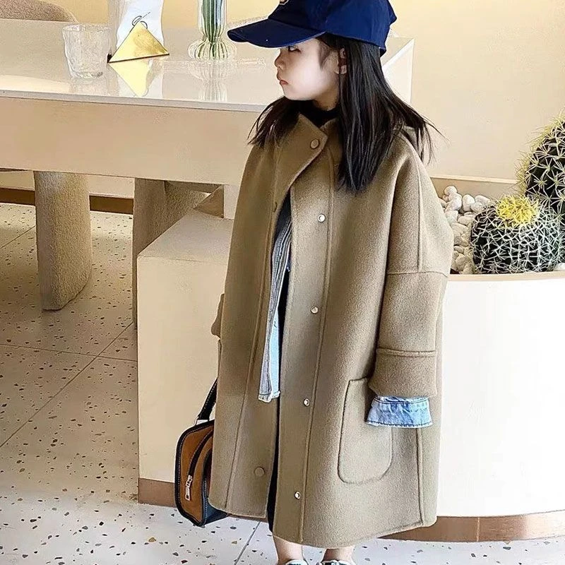 【小扬哥推荐】高端童装中长款女童大衣加厚毛呢大衣中小童呢子连