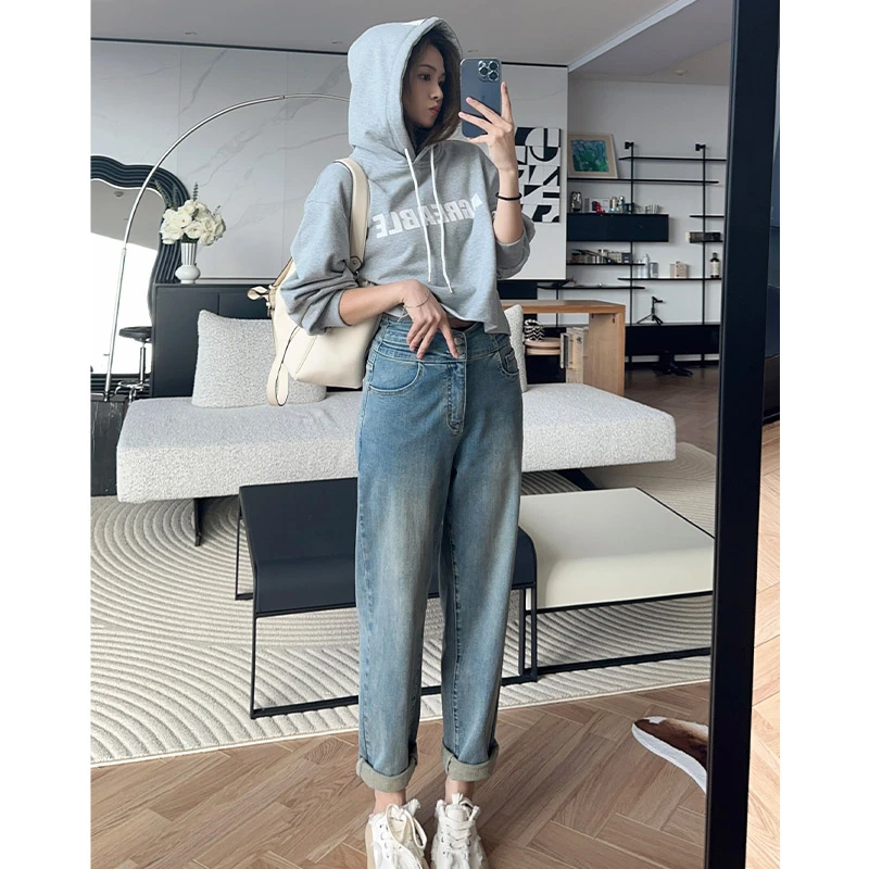 美洋MEIYANG 夏日腰封牛仔裤 细腰长腿制造机~哈伦九分萝卜法棍裤