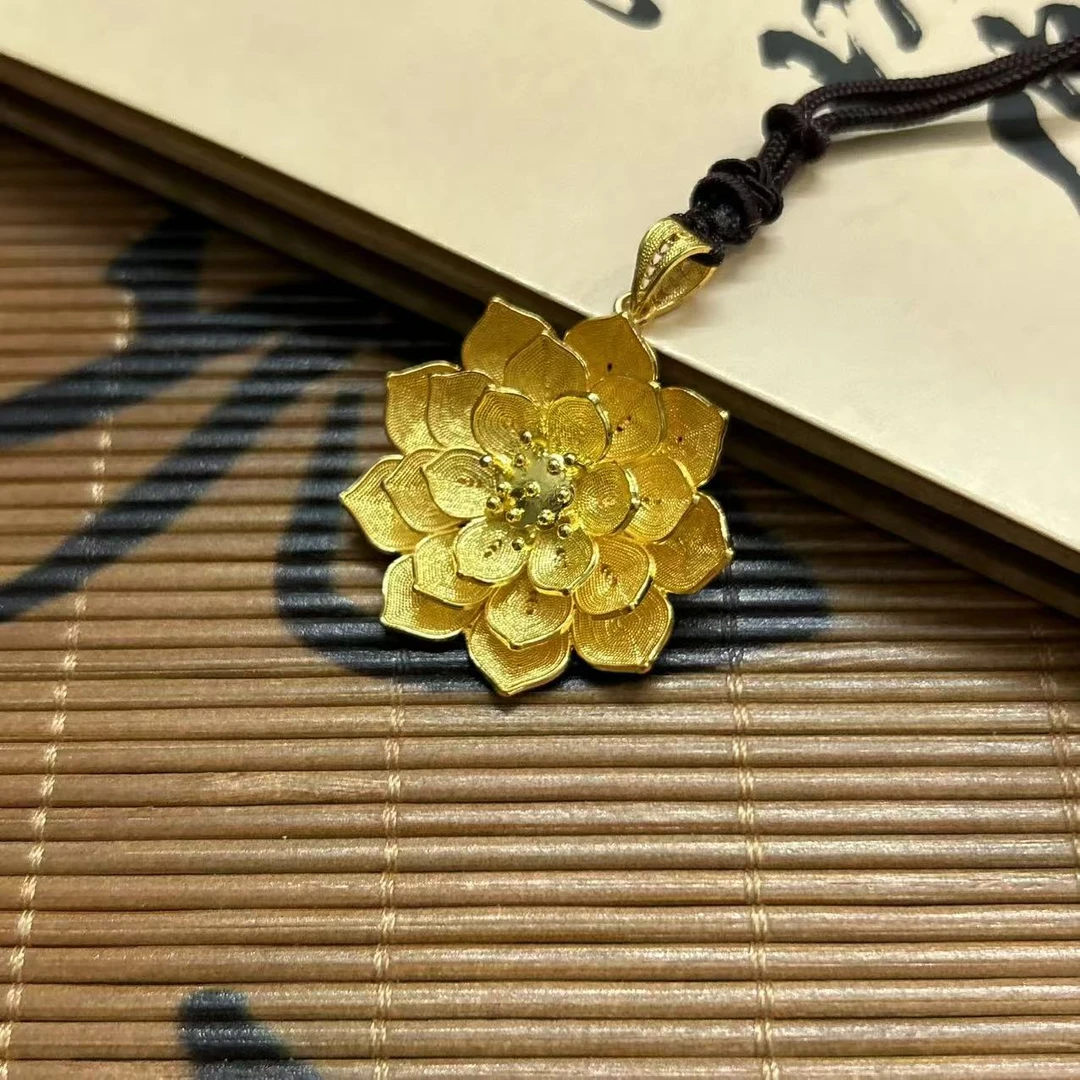 吊坠足银 【KING】包银女款时尚大莲花高端百搭轻奢吊坠