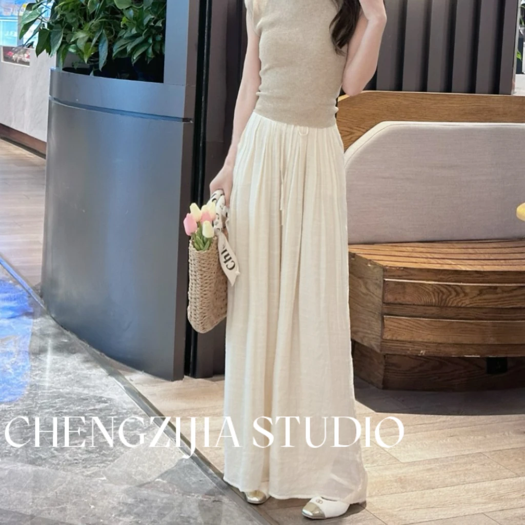 现【裴诗婷】KZ0260松紧弹力垂坠感宽松阔腿裤