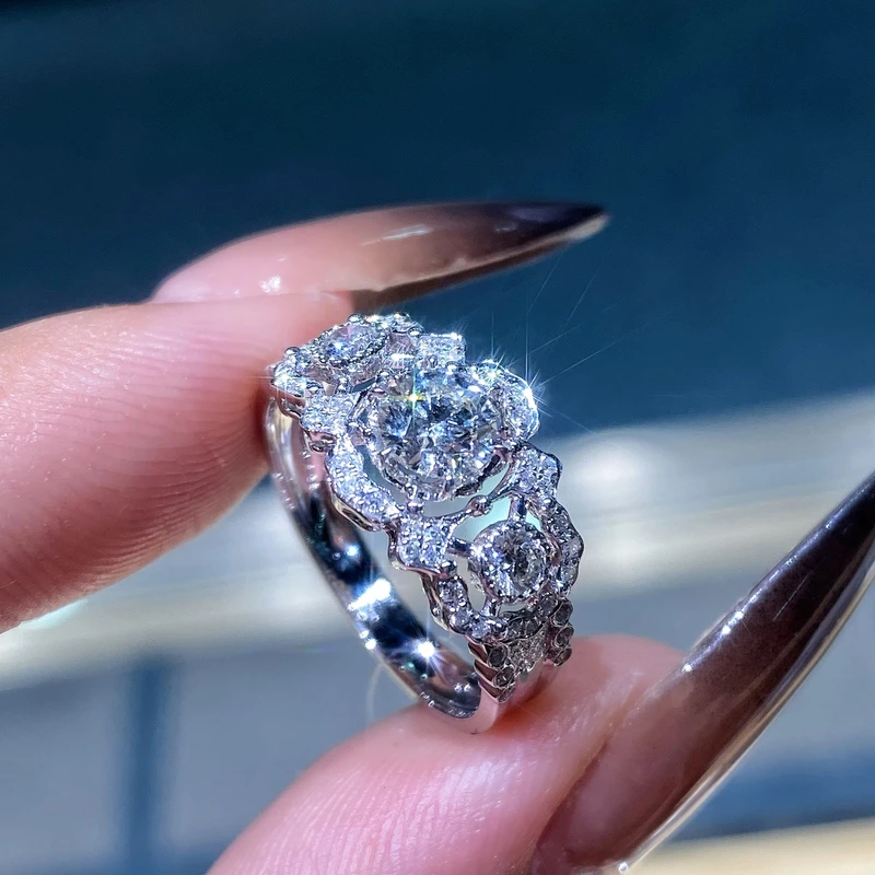 QANNA【1克拉】【三生三世】18K金天然钻石经典豪华布布钻石戒指AY