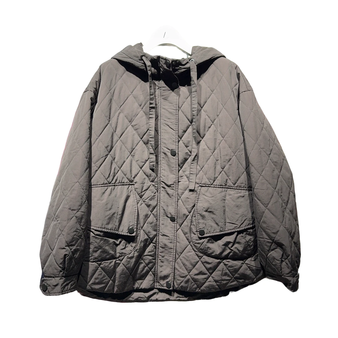 水淼8970黑色棉服秋冬外套保暖连帽休闲百搭