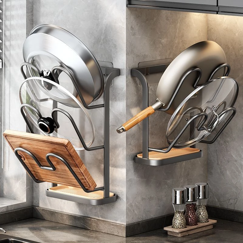 锅盖架墙上免打孔案板收纳架厨房用多功能双层砧菜板架厨房置物架