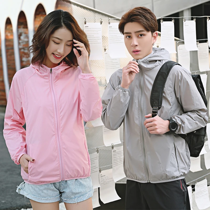 夏季新款情侣款防风衣女短款超薄亲肤透气防紫外线气质休闲短外套