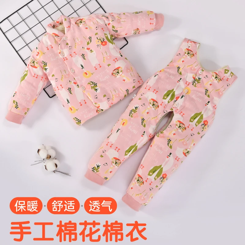 【背带裤】宝宝高弹力手工棉花棉衣 背带裤冬季厚款保暖婴儿儿童