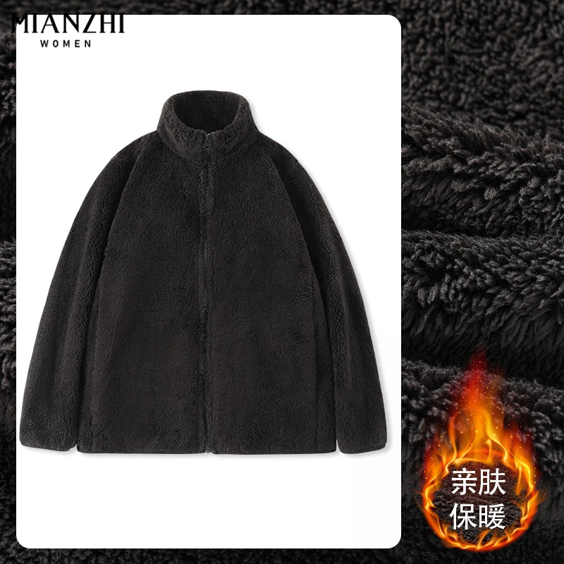 棉致外套女冬季2023新款韩版洋气加绒保暖舒棉绒拉链开衫