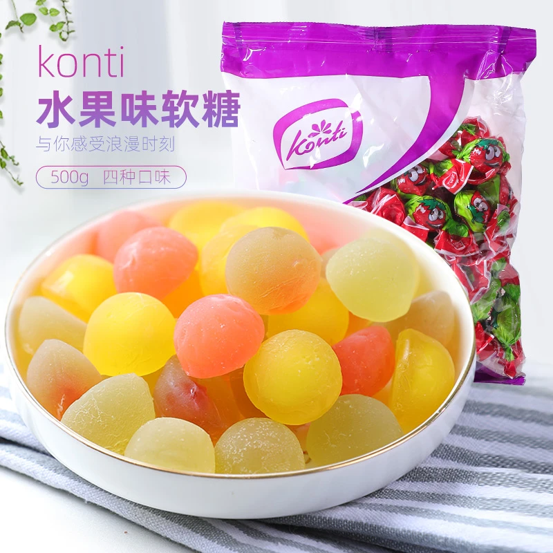 俄罗斯水果爆浆软糖进口混合糖果网红西瓜夹心糖什锦混装休闲零食