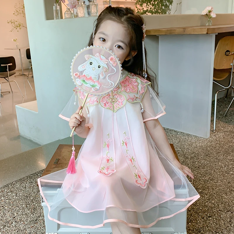 2025夏季小女孩中国风连衣裙女宝宝夏款公主裙复古古风仙气儿童节