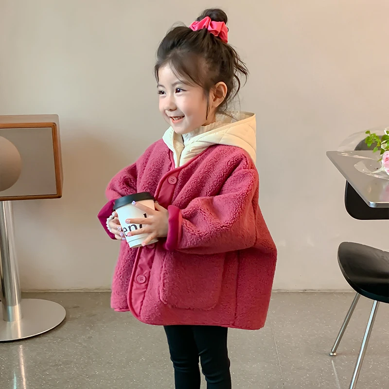 女童外套秋冬装2025新款儿童洋气冬装两件套宝宝夹棉加厚冬季上衣