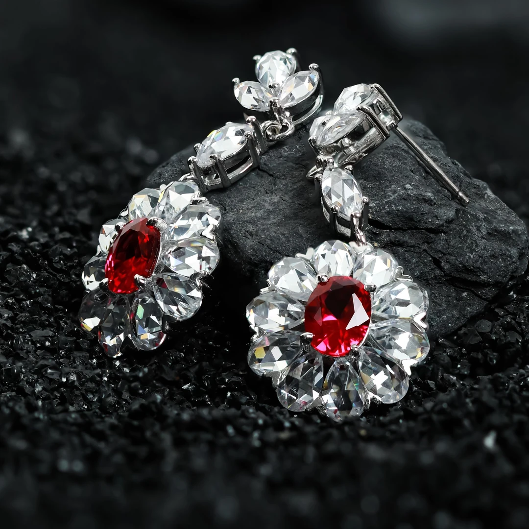 BLINGEM鸽血红红宝石耳饰丙丁珠宝