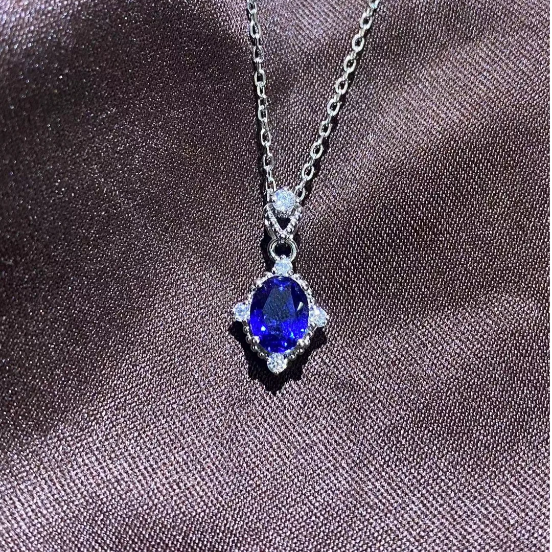 合成/培育培育BLINGEM皇家蓝蓝宝石吊坠项链丙丁珠宝