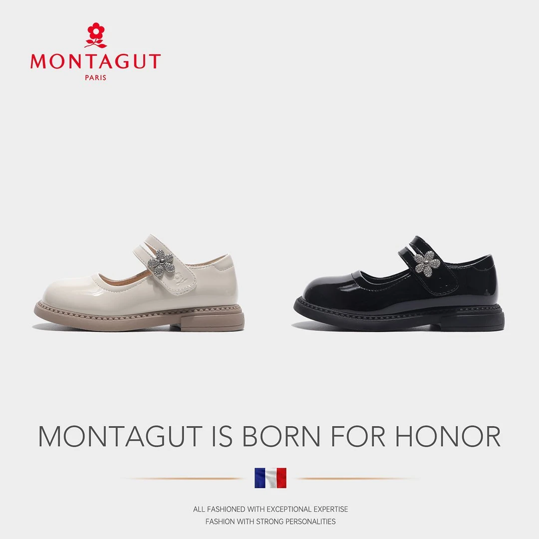 Montagut梦特娇女童公主鞋2024秋季儿童软底皮鞋小女孩校园表演鞋