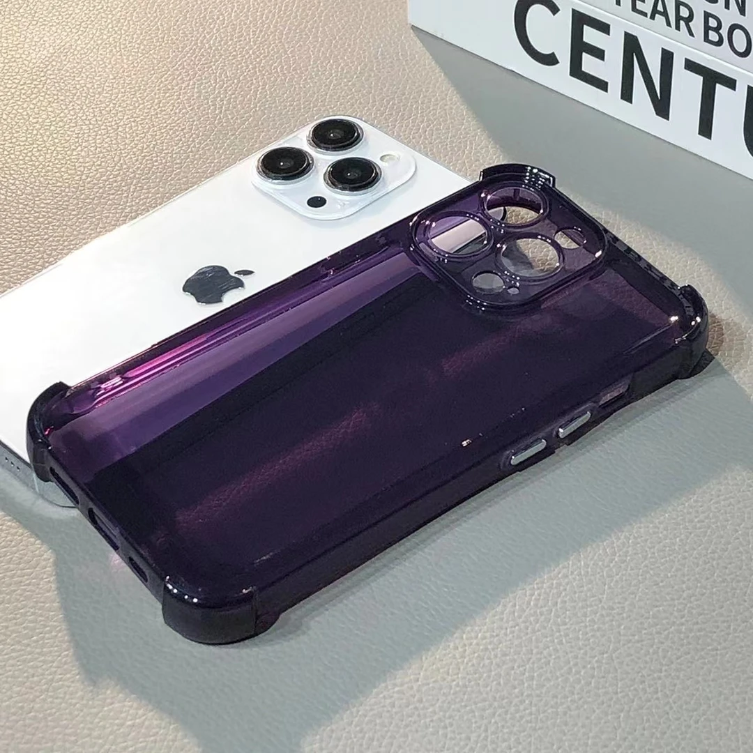 适用苹果15手机壳四角气囊防摔14promax全包电镀按键13透明软壳