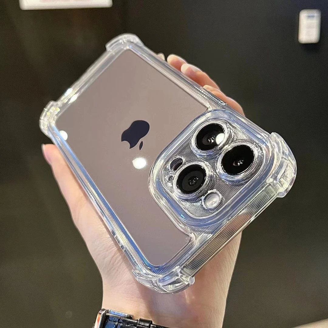 iPhone15苹果手机壳透明加厚四角防摔14promax太空壳13/12软