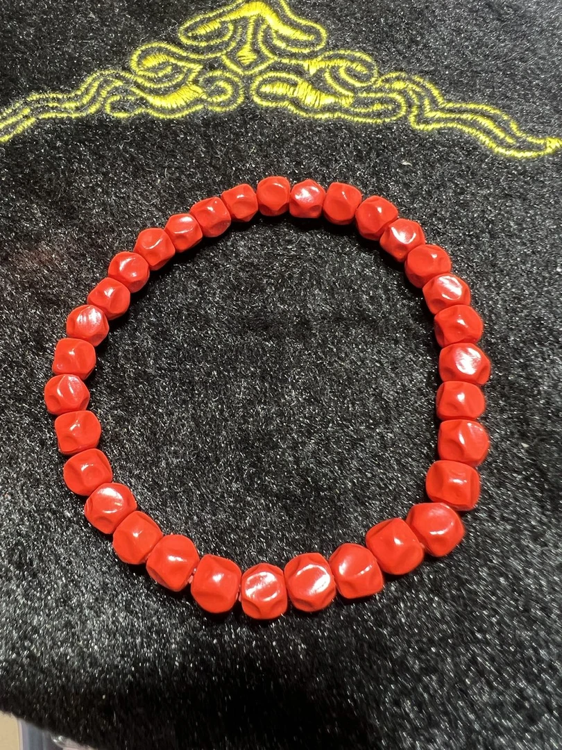 含辰砂工艺品ZC102802 特细红砂设计款奶酪块手串，发一条