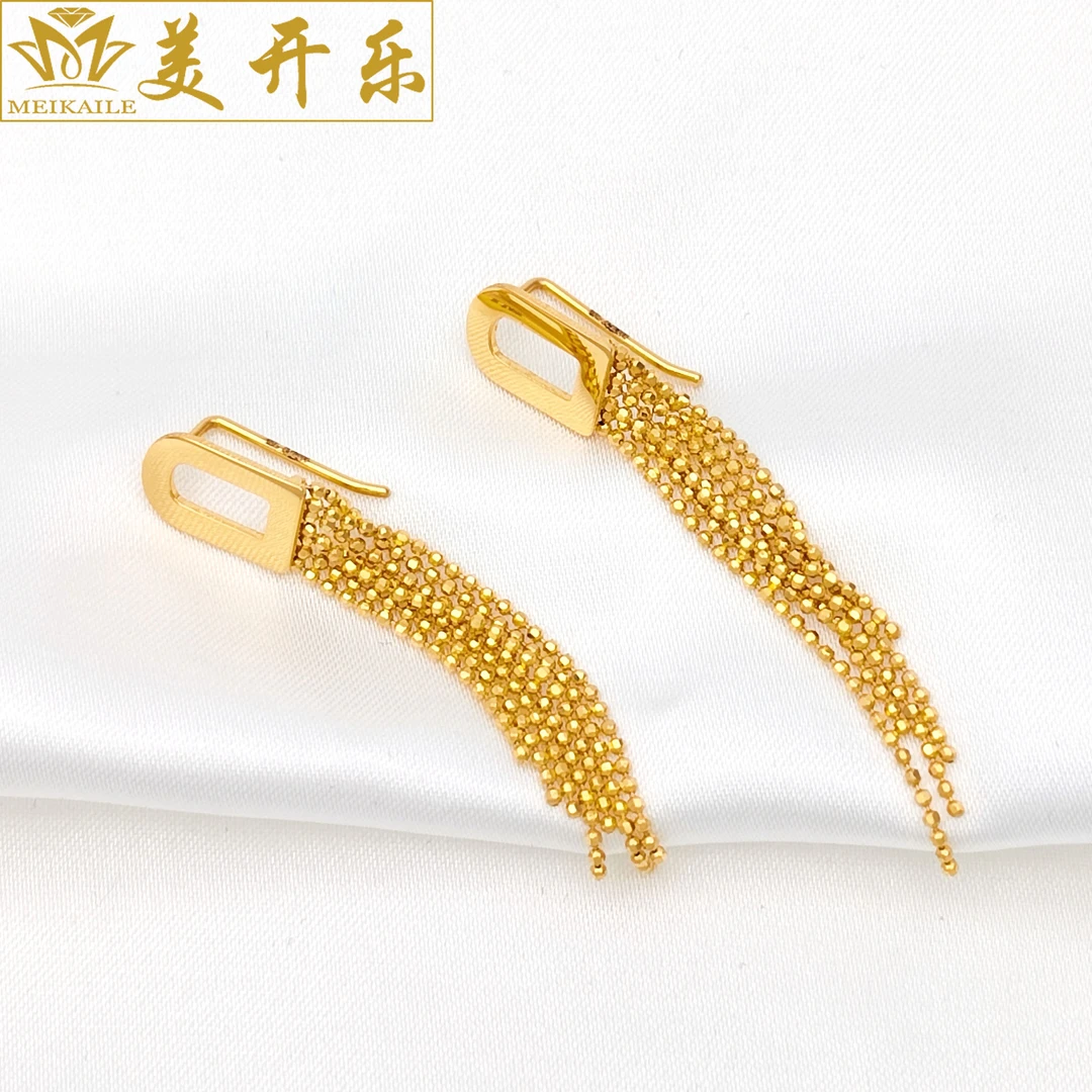 #7129美开乐珠宝黄金足金999耳环流苏款耳钩简约耳钉时尚黄金首饰