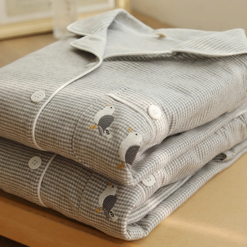 【灰雀】秋冬纯棉男士磨毛翻领保暖宽松长袖长裤家居服套装247015