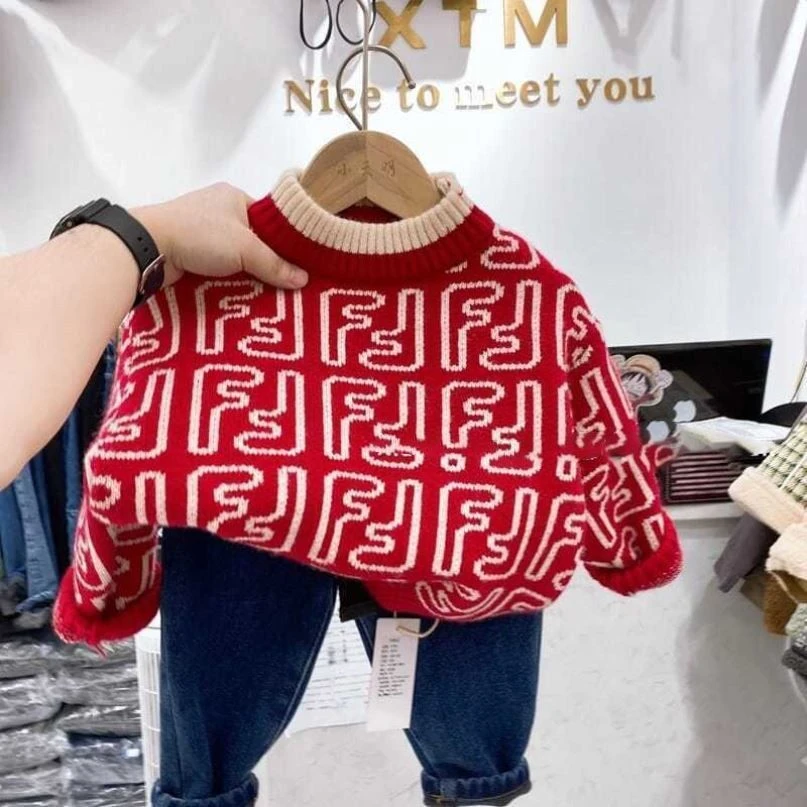 【童梦缘】男童毛衣2024新款针织打底衫儿童加绒毛衣套头宝宝秋冬