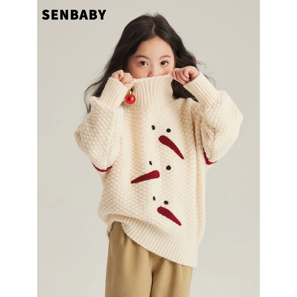 【童梦缘】儿童衣服童装女童秋冬加厚毛衣中大童女孩菠萝纹高领针织