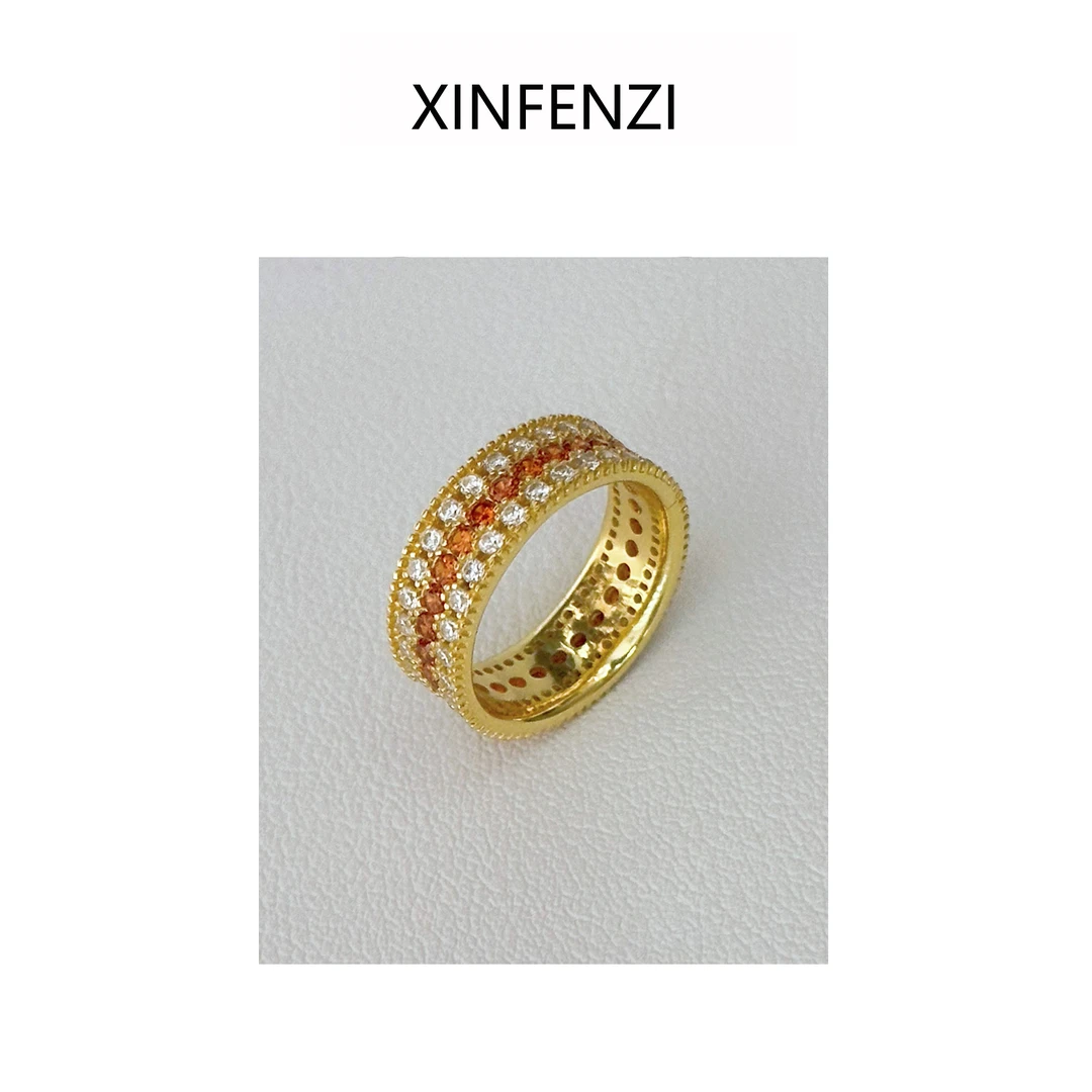 925银锆石戒指 【麦穗】XINFENZI 轻奢高级感满圈镶钻戒指 PS22153