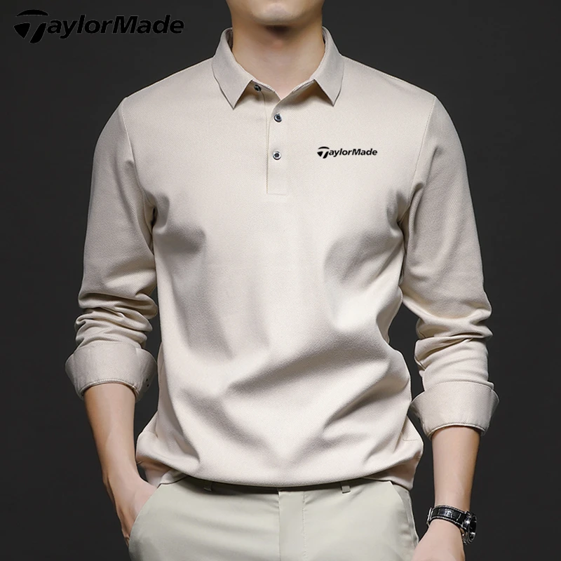 Taylormade泰勒梅高尔夫男士秋冬长袖上衣透气弹力加厚polo衫上衣