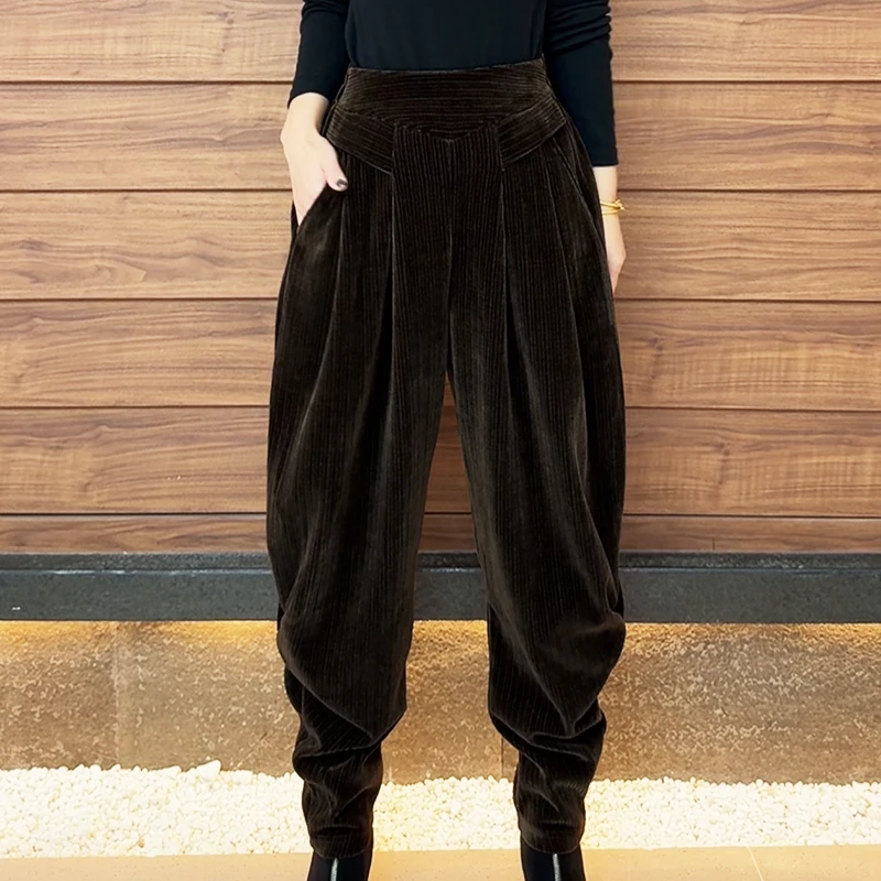 冬季厚款高腰精品雪尼尔哈伦裤时尚减龄百搭减龄卫裤妈妈束脚裤