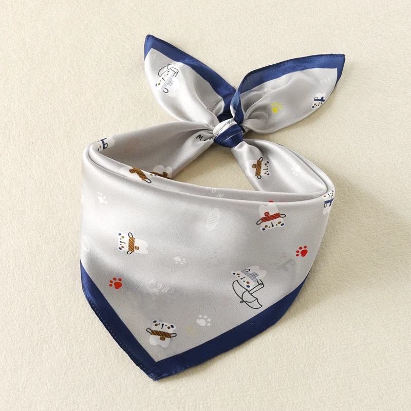 桑蚕丝男童丝巾春季儿童真丝围巾宝宝防风三角巾婴幼儿可爱小方巾