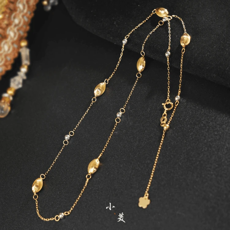 18K双色黄白猫眼项链 重工时尚 G8507