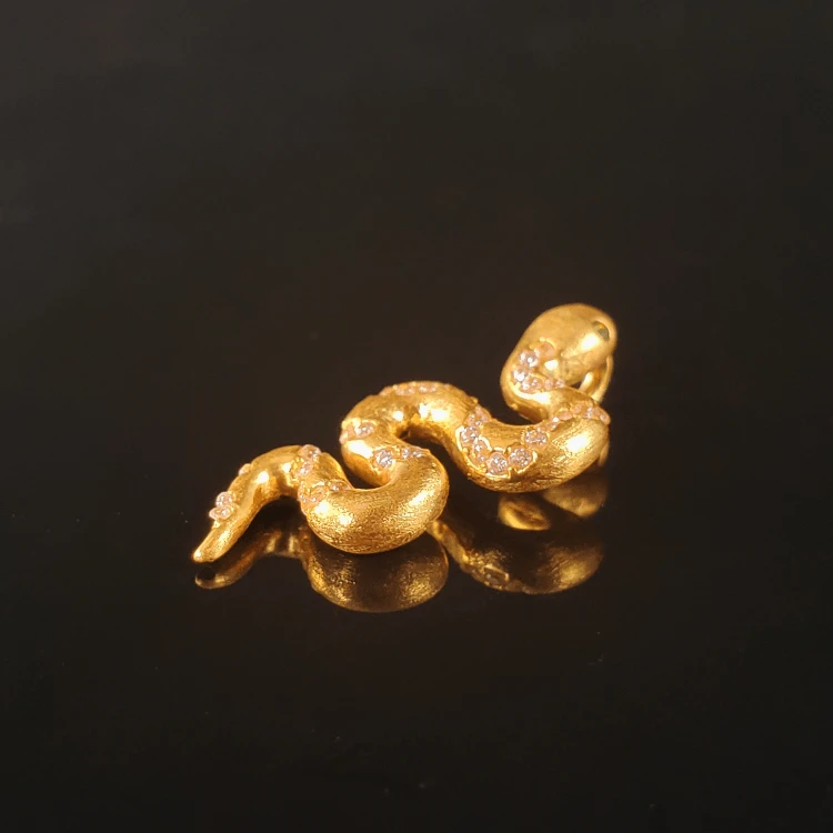 【合成/培育】【合成/培育】18K金爆闪拉丝金蛇吊坠 G7673