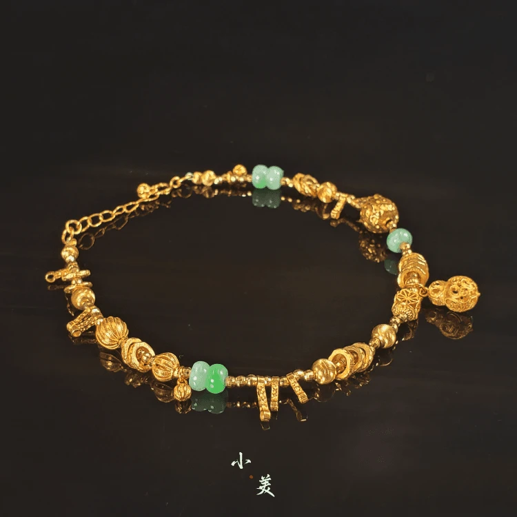 如愿·18K金翡翠盘缠葫芦手链（多样性发货）G9215