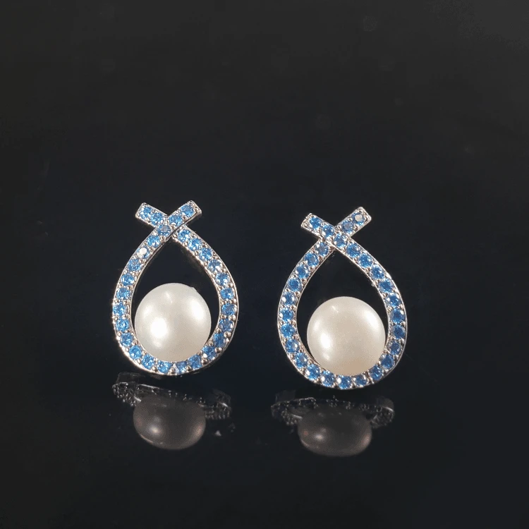 珍珠水滴耳钉 韩系时尚 F077