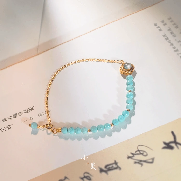 18K金绿松高冰翡翠费加罗AB链手链（多样性发货）G9337