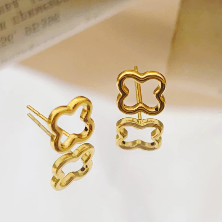 18K金四叶草耳钉配件 G3149