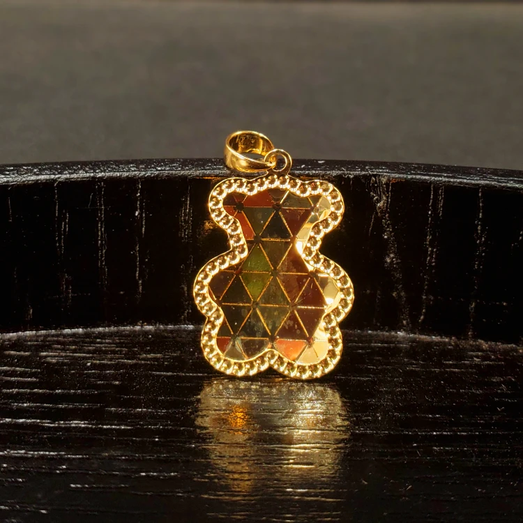 G1239 18K金浅金色小熊吊坠