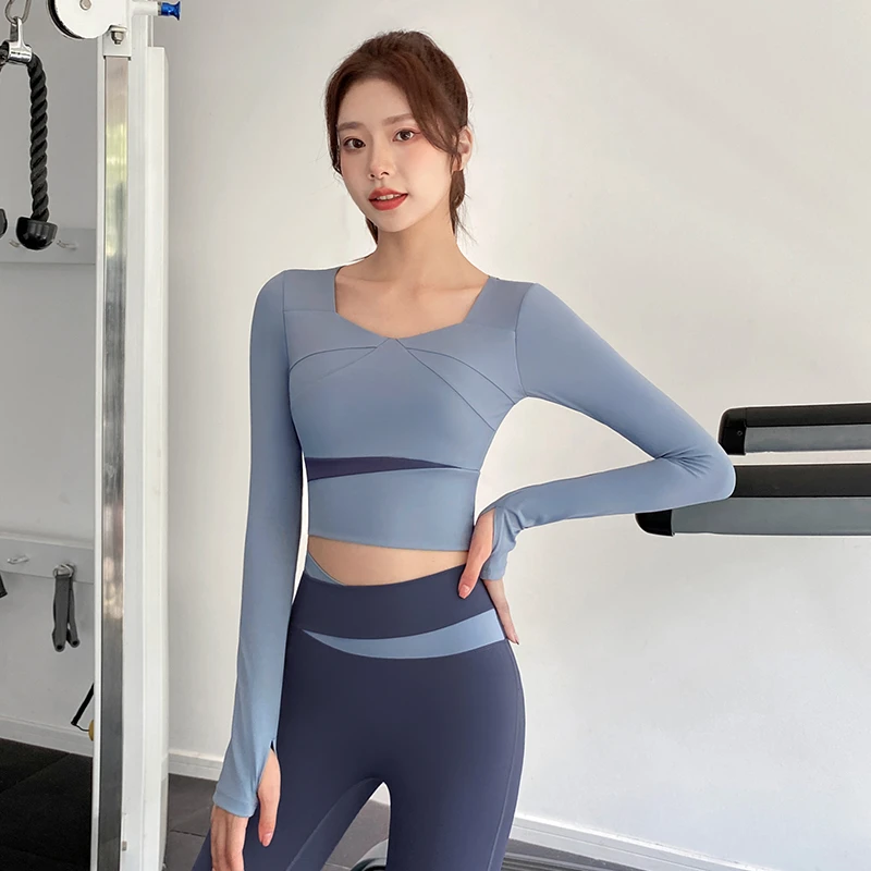 【超越精选】31025CG运动上衣女长袖弹力紧身显瘦健身服速干训练