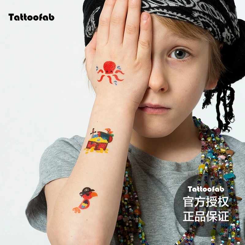 法国Tattoofab 儿童纹身贴纸安全无毒可洗男女孩公主可爱防水持久