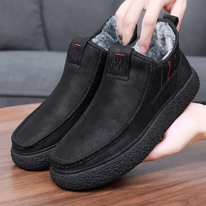 老北京布鞋男士冬季老人鞋加绒保暖加厚高帮防寒一脚蹬休闲鞋棉鞋