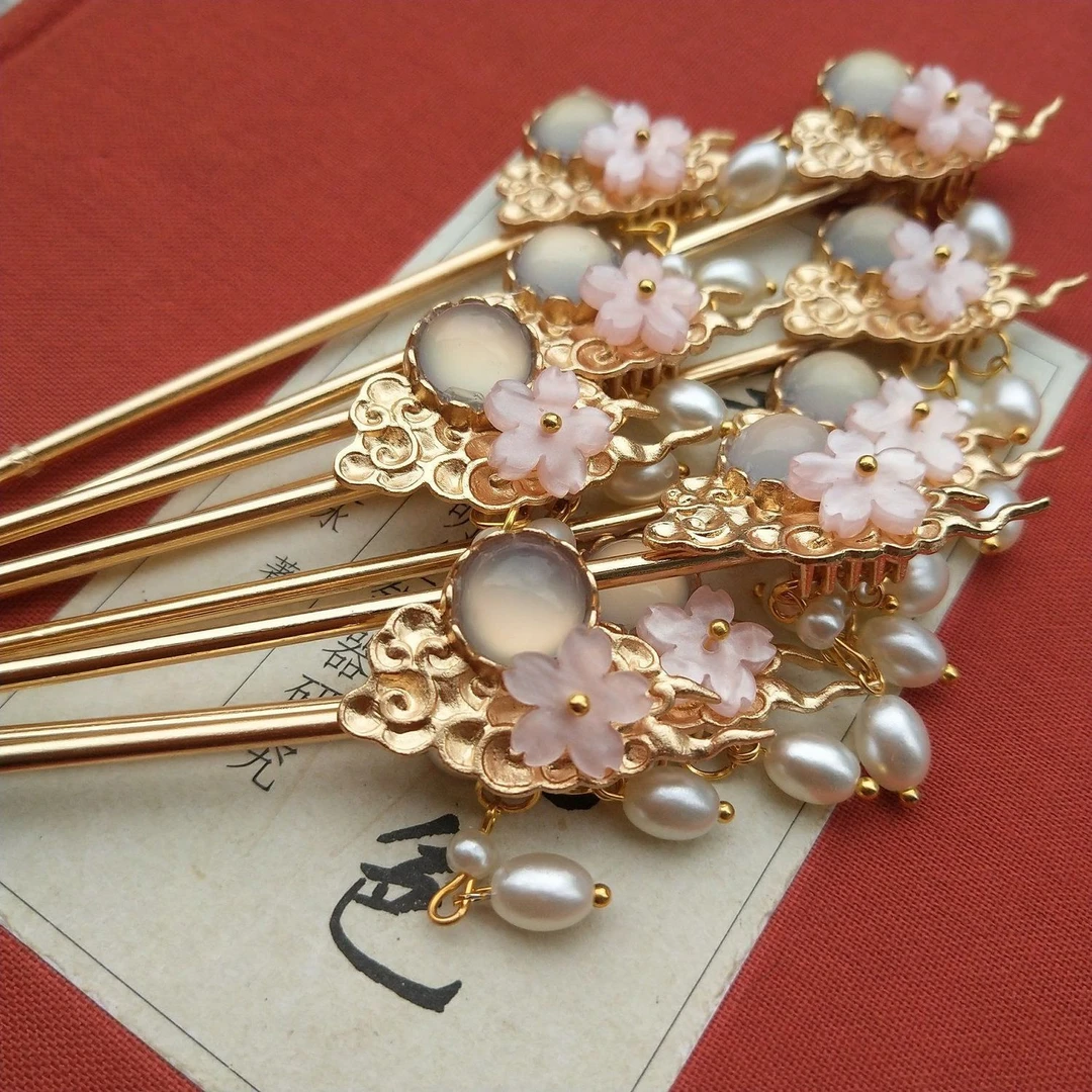 古风古典手工发簪流苏步摇祥云明制对簪发饰简约日常百搭发钗配饰