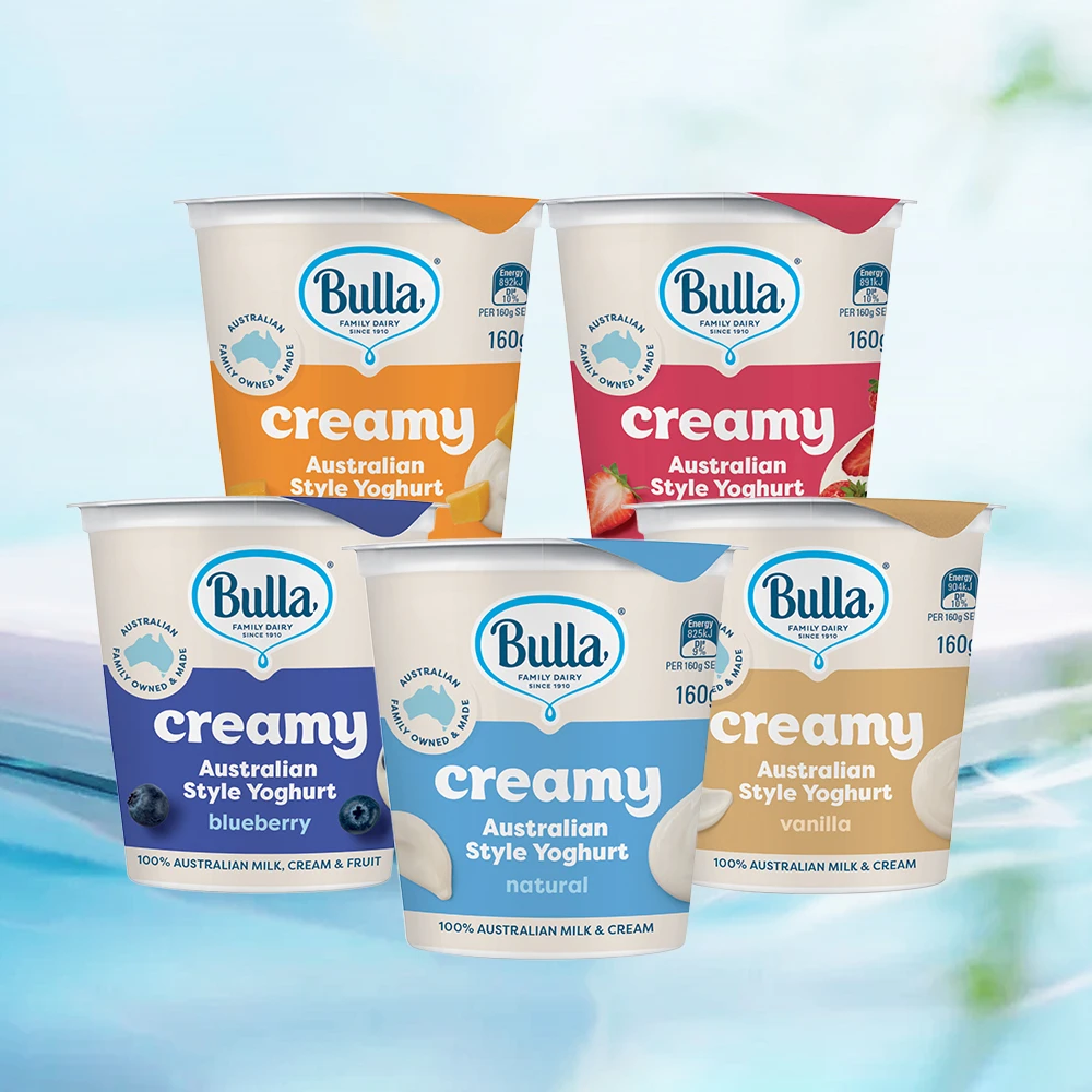 BULLA澳式酸奶澳大利亚原装进口原味草莓香草醇厚酸奶*6杯
