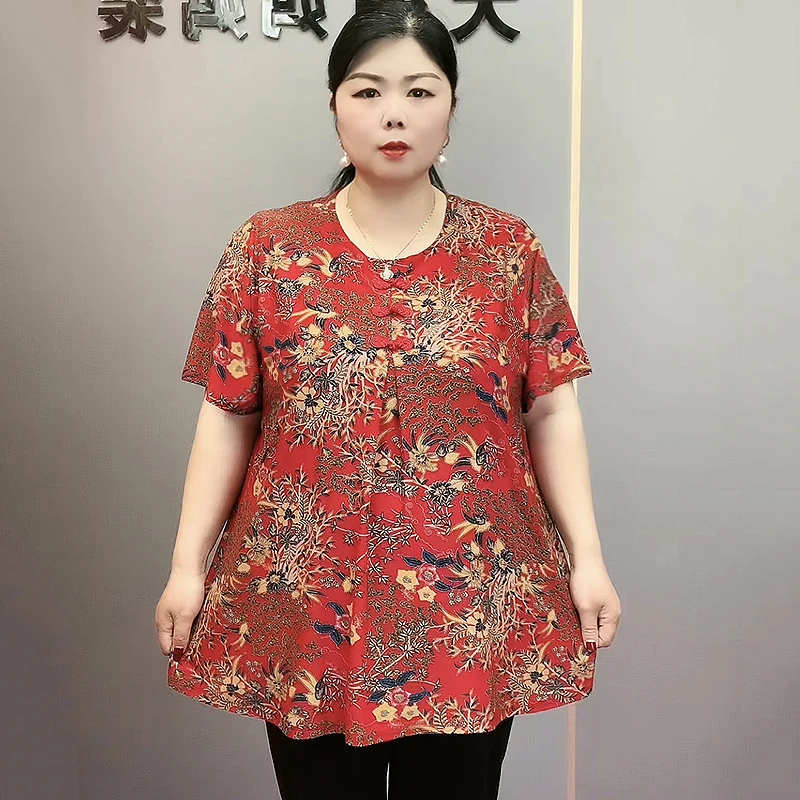 大码中老年女新款中长款中袖夏季时尚遮肚冰丝弹力Tt恤上衣妈妈装