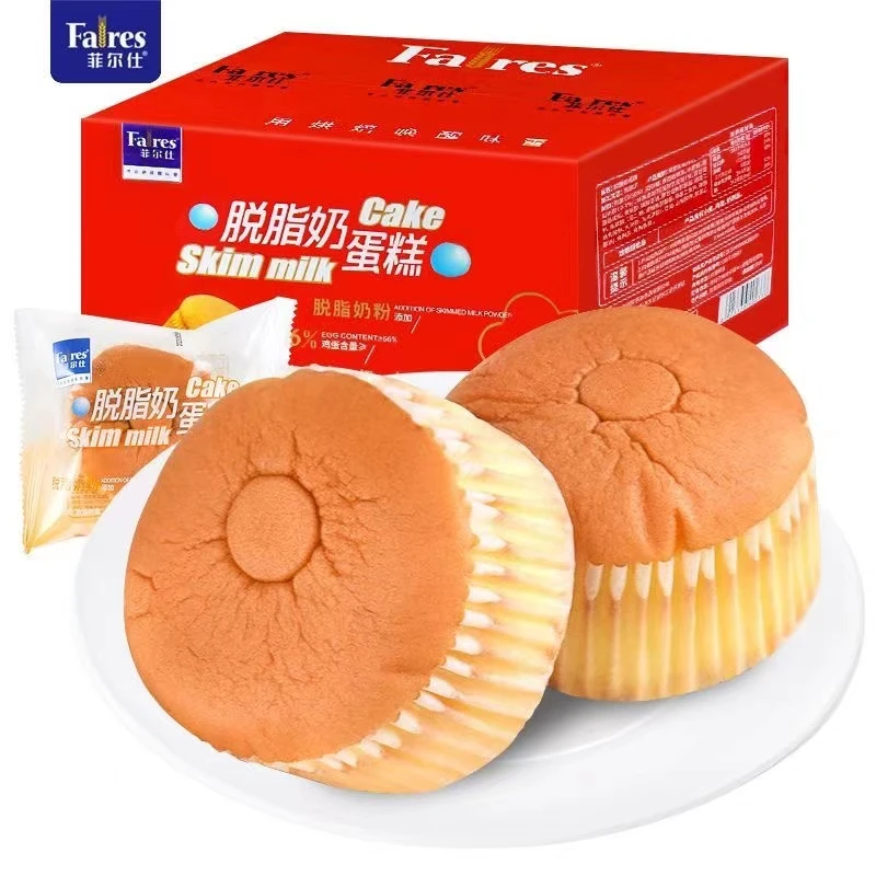 菲尔仕蓬松脱脂奶营养早餐绵软烘焙面包学生早餐小蛋糕美味软嫩