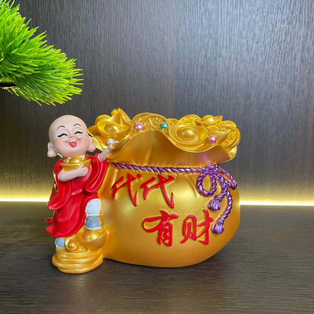 代代有才福袋摆件手工创意弥勒佛摆设玄关财神貔貅麒麟树脂蟾蜍