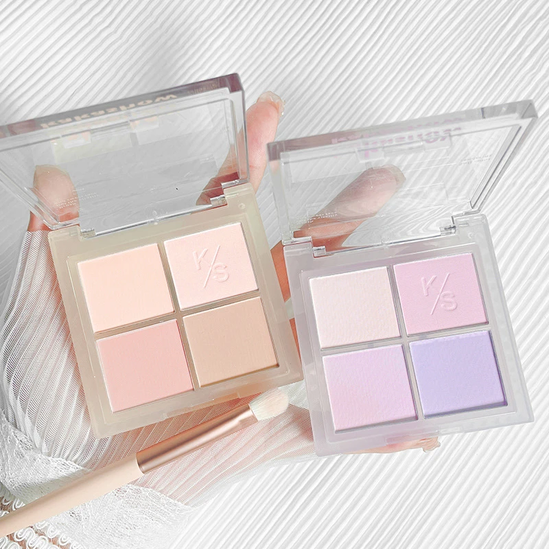 kakashow四色腮红盘自然裸妆元气腮红腮紫杏色哑光低饱和腮粉腮紫