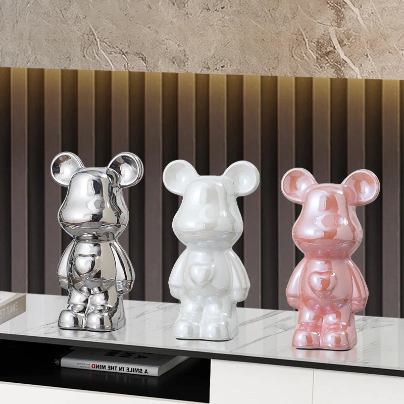 现代轻奢高档暴力熊客厅电视柜酒柜卡通公仔摆件网红儿童房装饰品